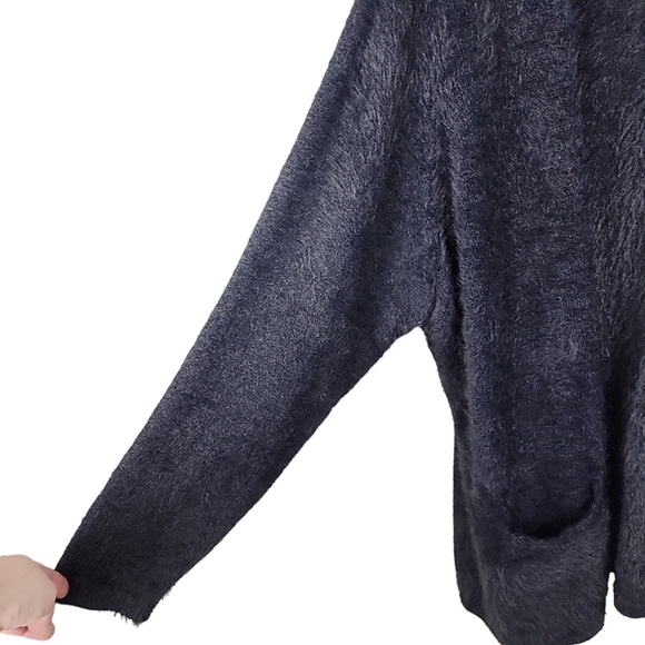 Colleen Lopez Black "CL Soft" Snuggle Knit Open Front Cardigan - Picture 3 of 7